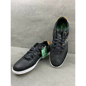 Ben Hogan Golf Shoe Men Size 12 Black W Gold Sneaker Leather Upper